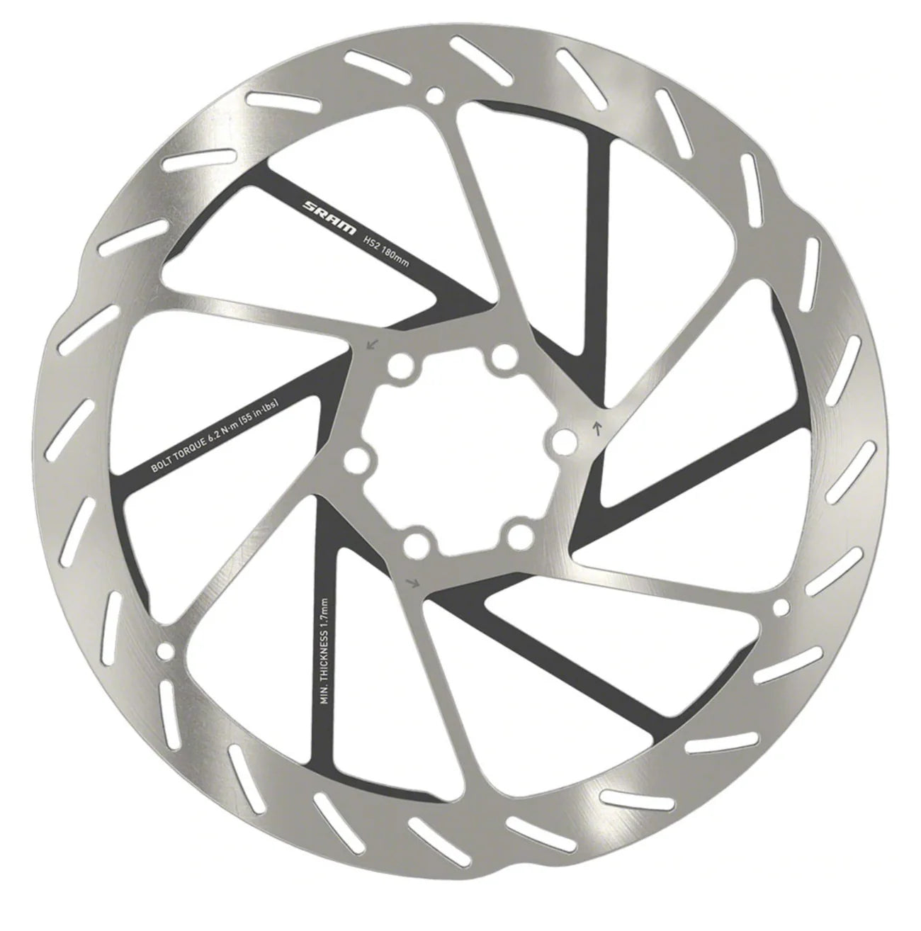 Sram Rotor - HS2 6-Bolt (includes Steel Rotor Bolts) Rounded