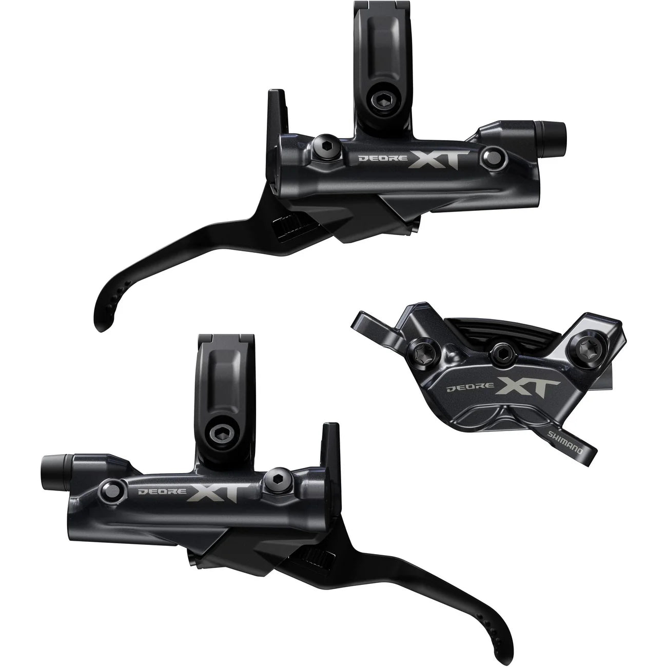 Shimano Deore BR-M8220/BL-M8200 XT 4 Pot Bled Brake Levers and Callipers, Front and Rear