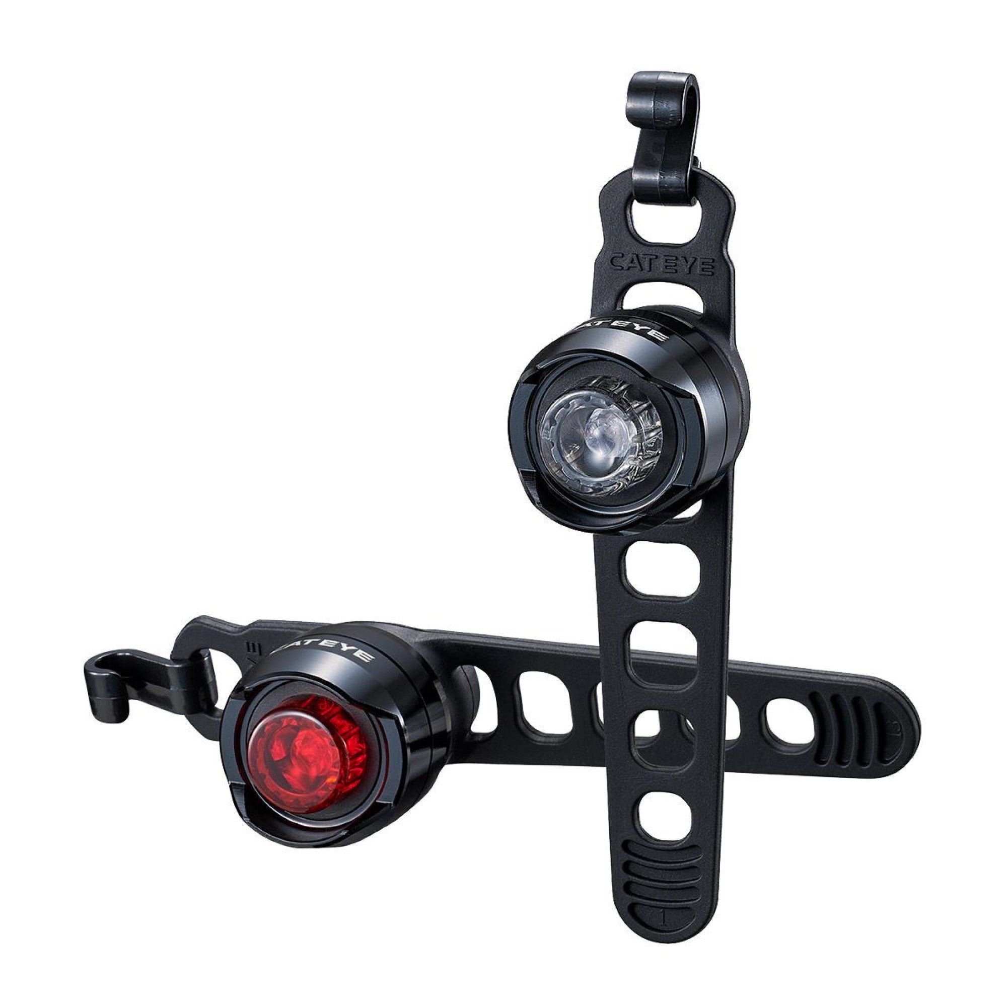 Cateye Orb Rechargeable Bike Light Set: Polished Black